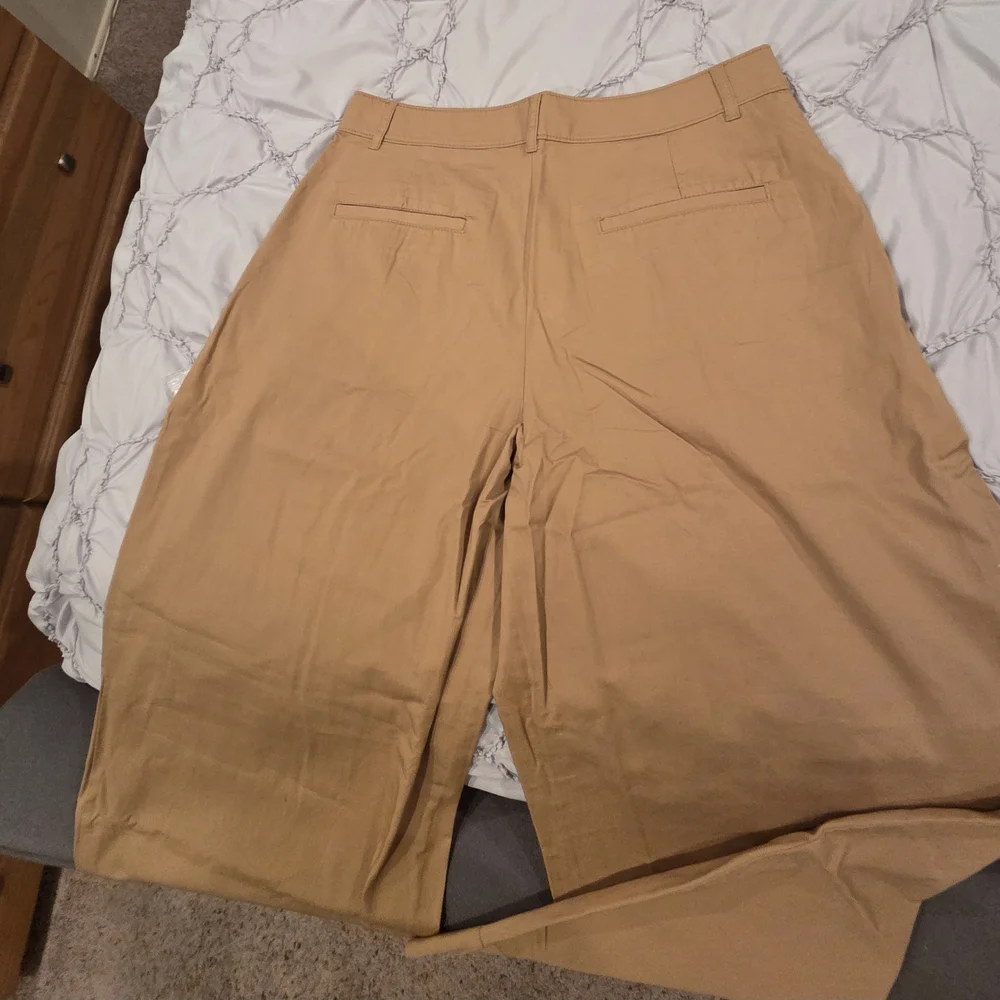 LOFT Tan Wide Leg Pants High-Waisted Cropped - Picture 5 of 5